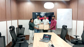 upGrad Guwahati office - student and parents with the counselling team after their study abroad session